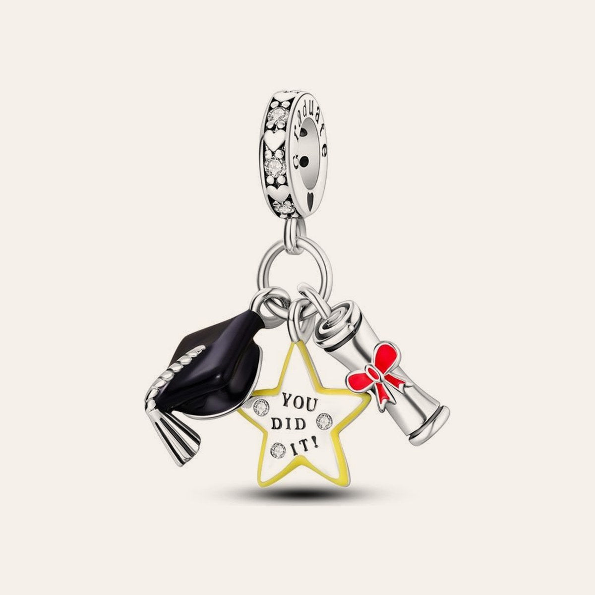 You did it! ballagási csillag charm – ezüstözött