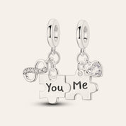 You & Me puzzle charm – ezüstözött