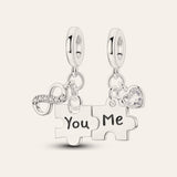 You & Me puzzle charm – ezüstözött