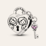You & Me szívlakat és kulcs charm – ezüstözött