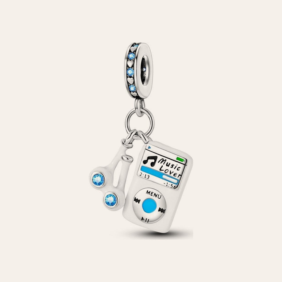 Zenelejátszó charm – ezüstözött