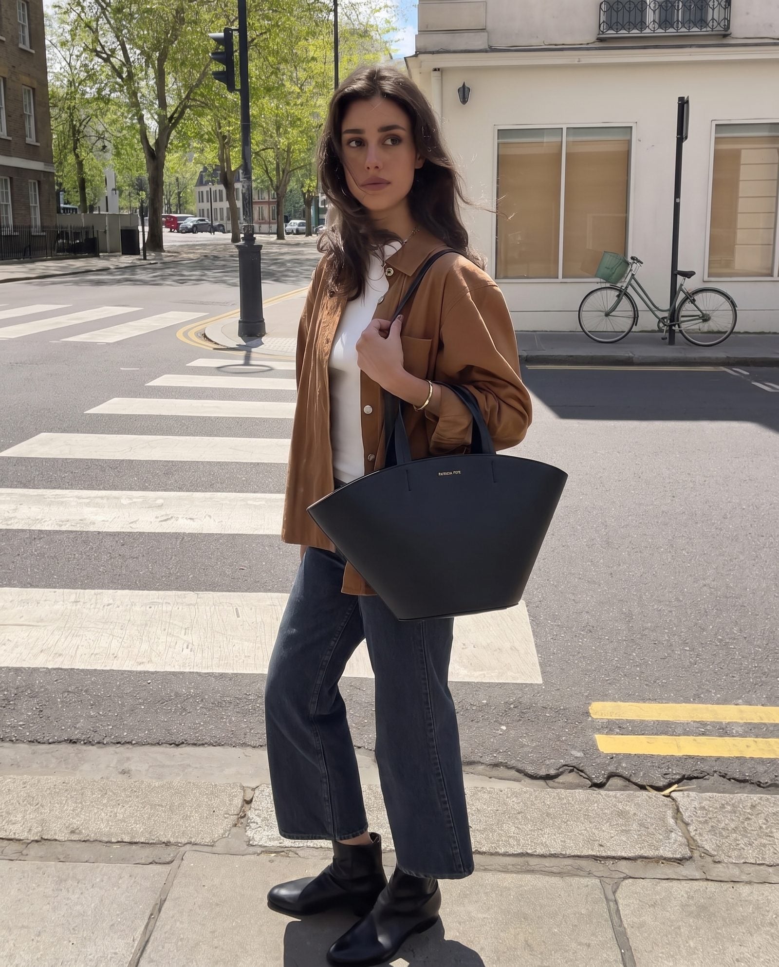 Fekete Patrizia Pepe bőr shopper táska
