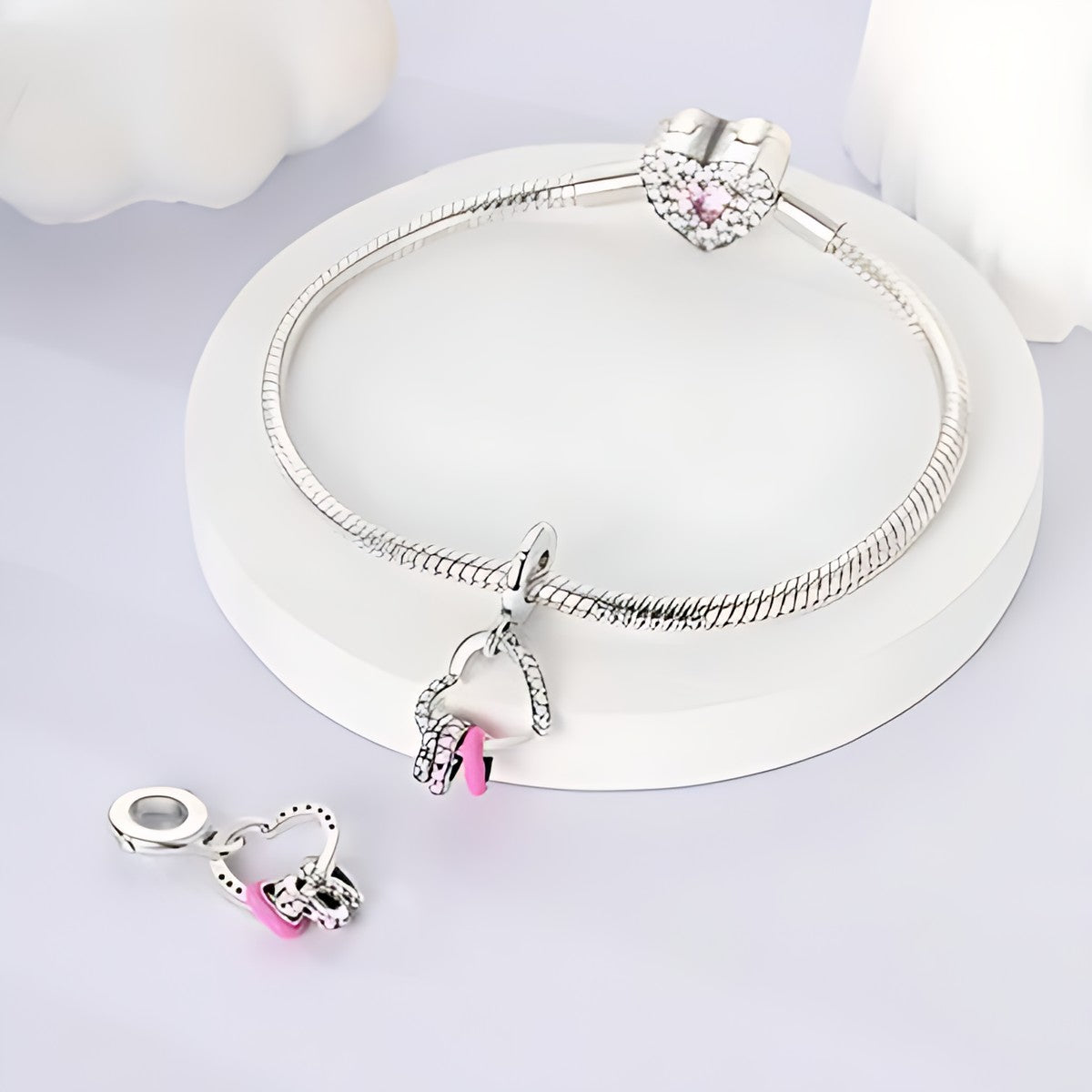 Nyitott szív charm – ezüstözött