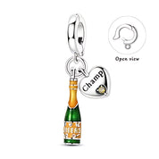 Pezsgősüveg charm – ezüstözött