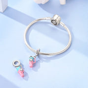 Rózsaszín kulacs charm – ezüstözött