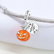 Sötétben világító Halloween tök charm – ezüstözött