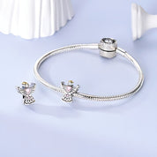 Szívecskés angyal charm – ezüstözött