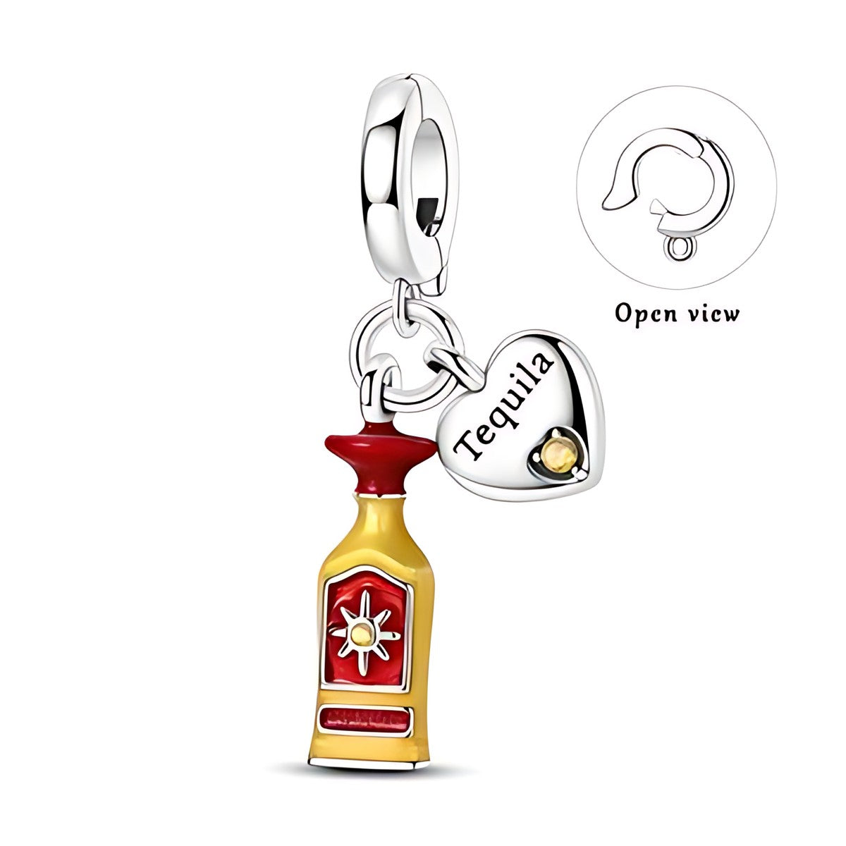 Tequilás palack charm – ezüstözött