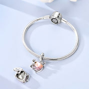 Tulipános szív charm – ezüstözött