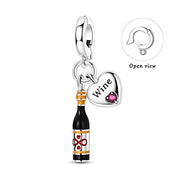 Vörösboros palack charm – ezüstözött
