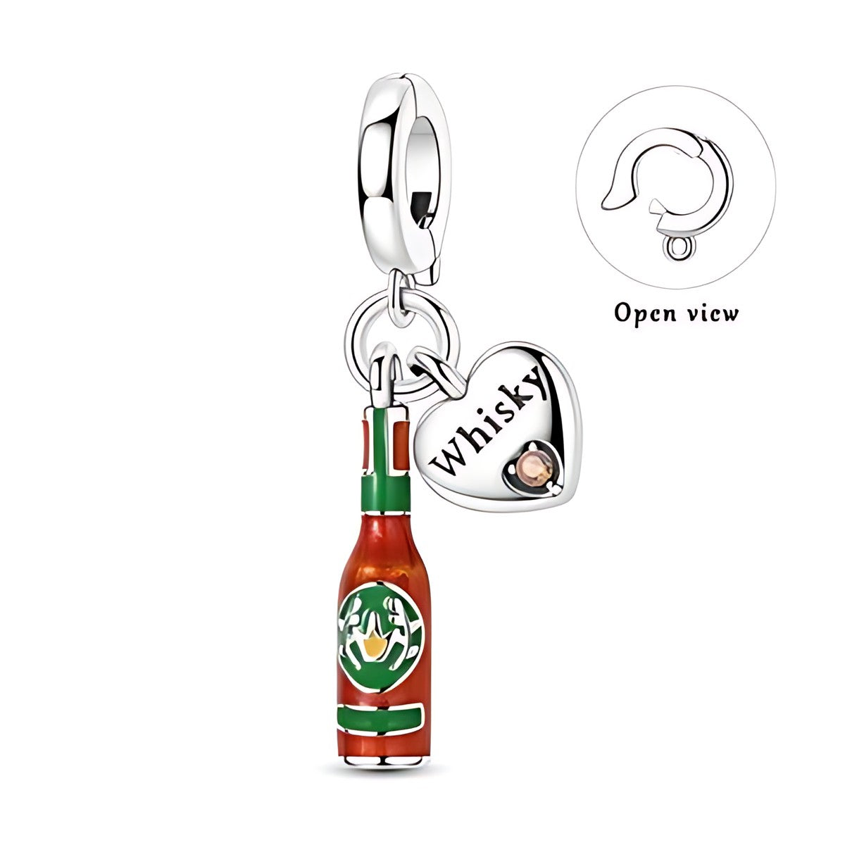 Whiskys palack charm – ezüstözött