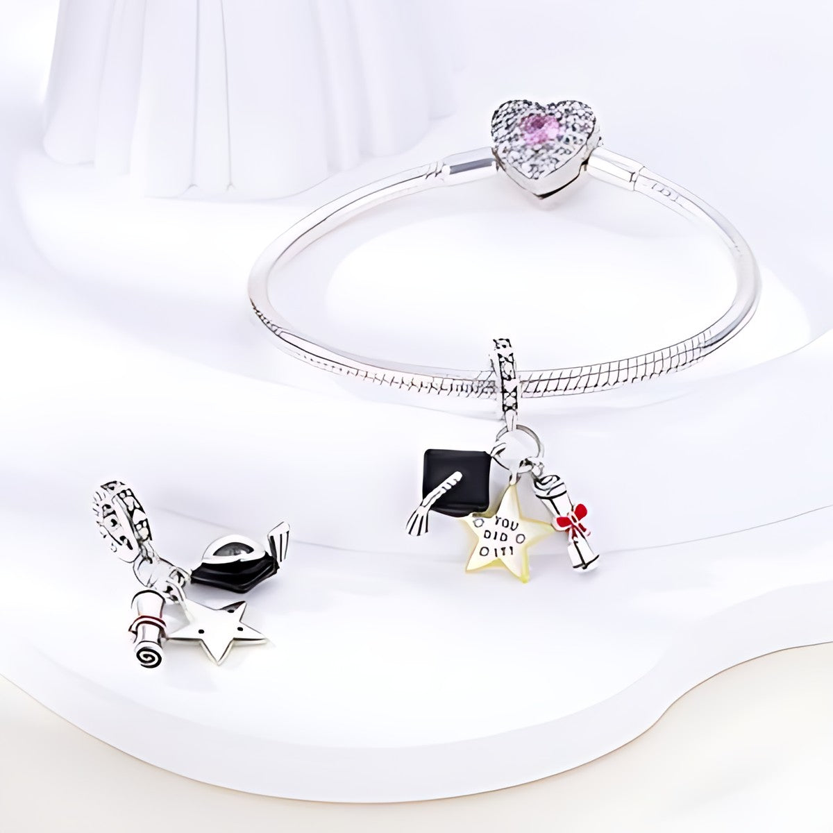 You did it! ballagási csillag charm – ezüstözött
