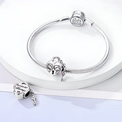 You & Me szívlakat és kulcs charm – ezüstözött
